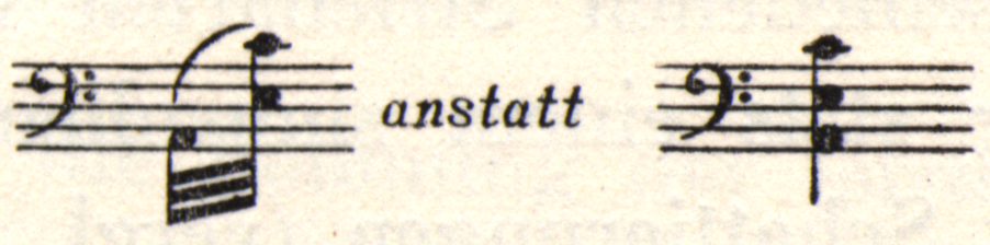 Two sections of musical notation. "Anstatt" is written between them