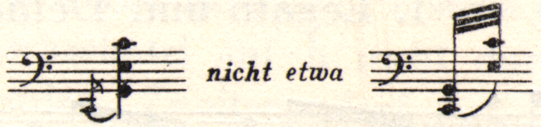 Two sections of musical notation with "nicht etwa" written between