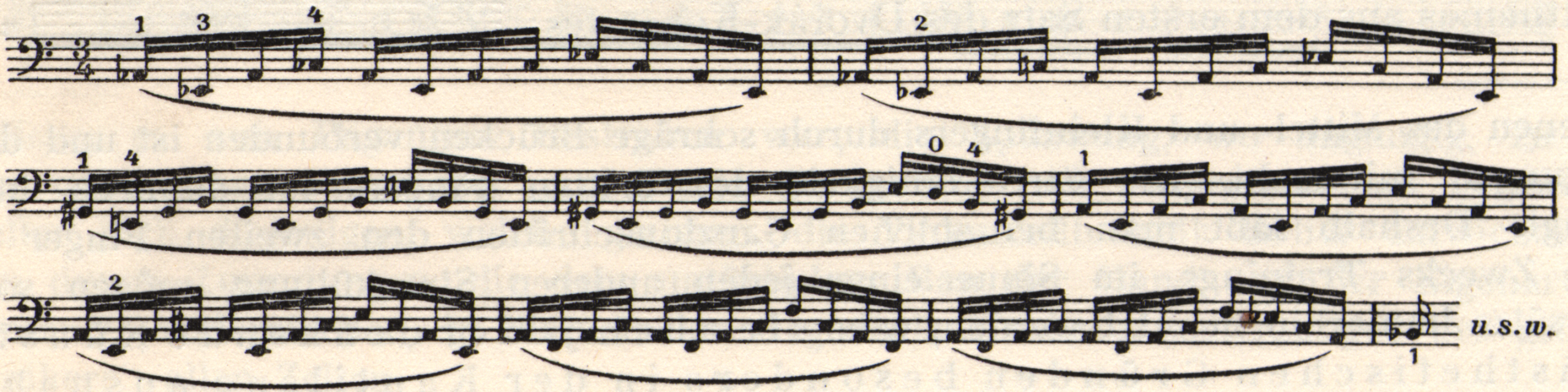 Musical notation. "U.s.w." is written beside