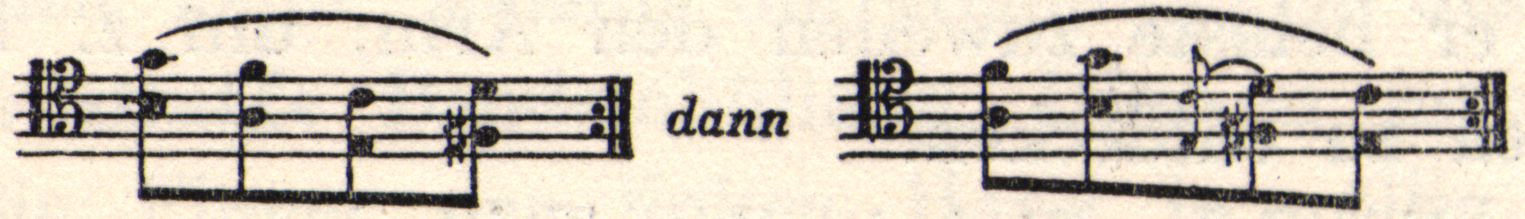 Two sections of musical notation with "dann" written between them