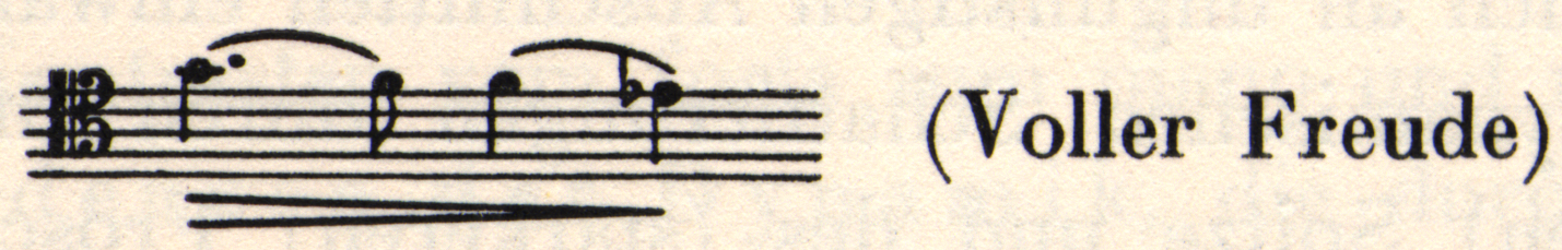 Musical notation. "(Voller Freude)" is written beside