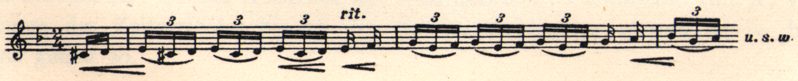 Musical notation. "U.s.w." is written beside
