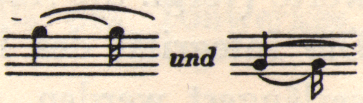 Two sections of musical notation with "und" written between