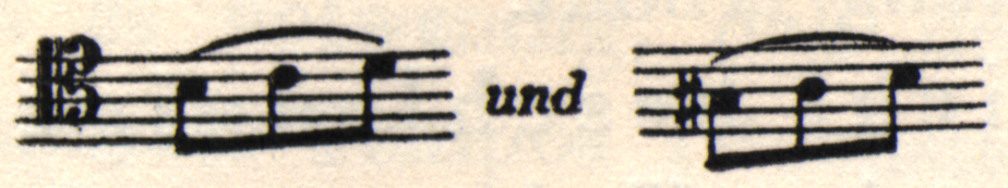 Two sections of musical notation with "und" written in between