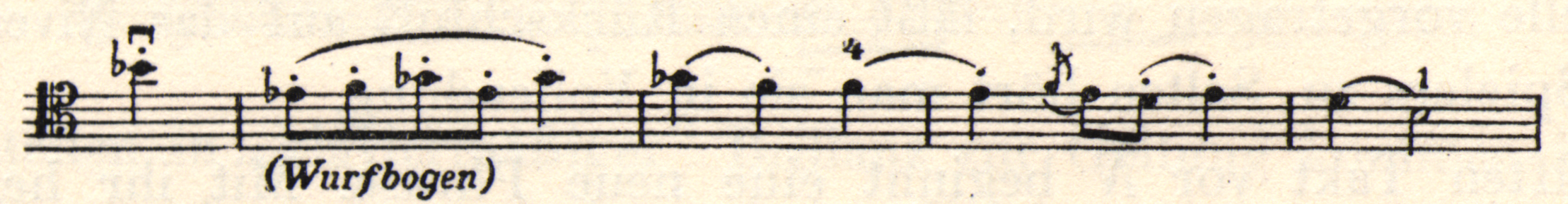 Musical notation. (Wurfbogen) is written below