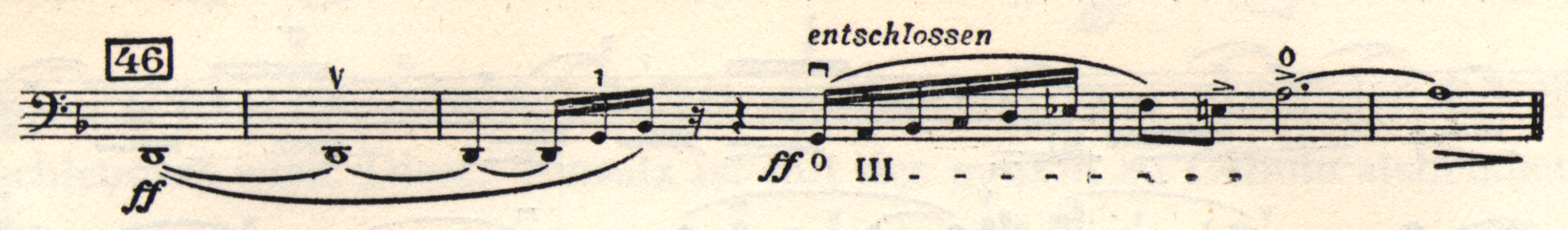 Musical notation. "Entschlossen" is written above.
