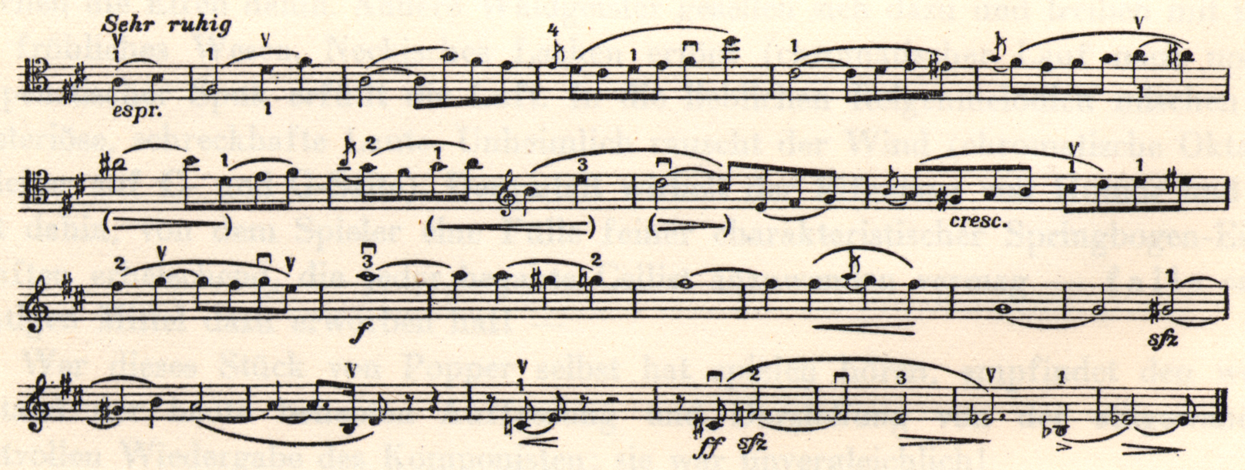 Musical notation. "Sehr ruhig" is written above