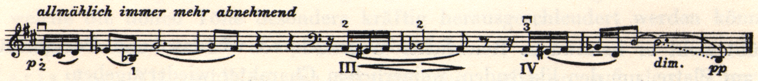 Musical notation. "Allmählich immer mer abnehmend" is written above